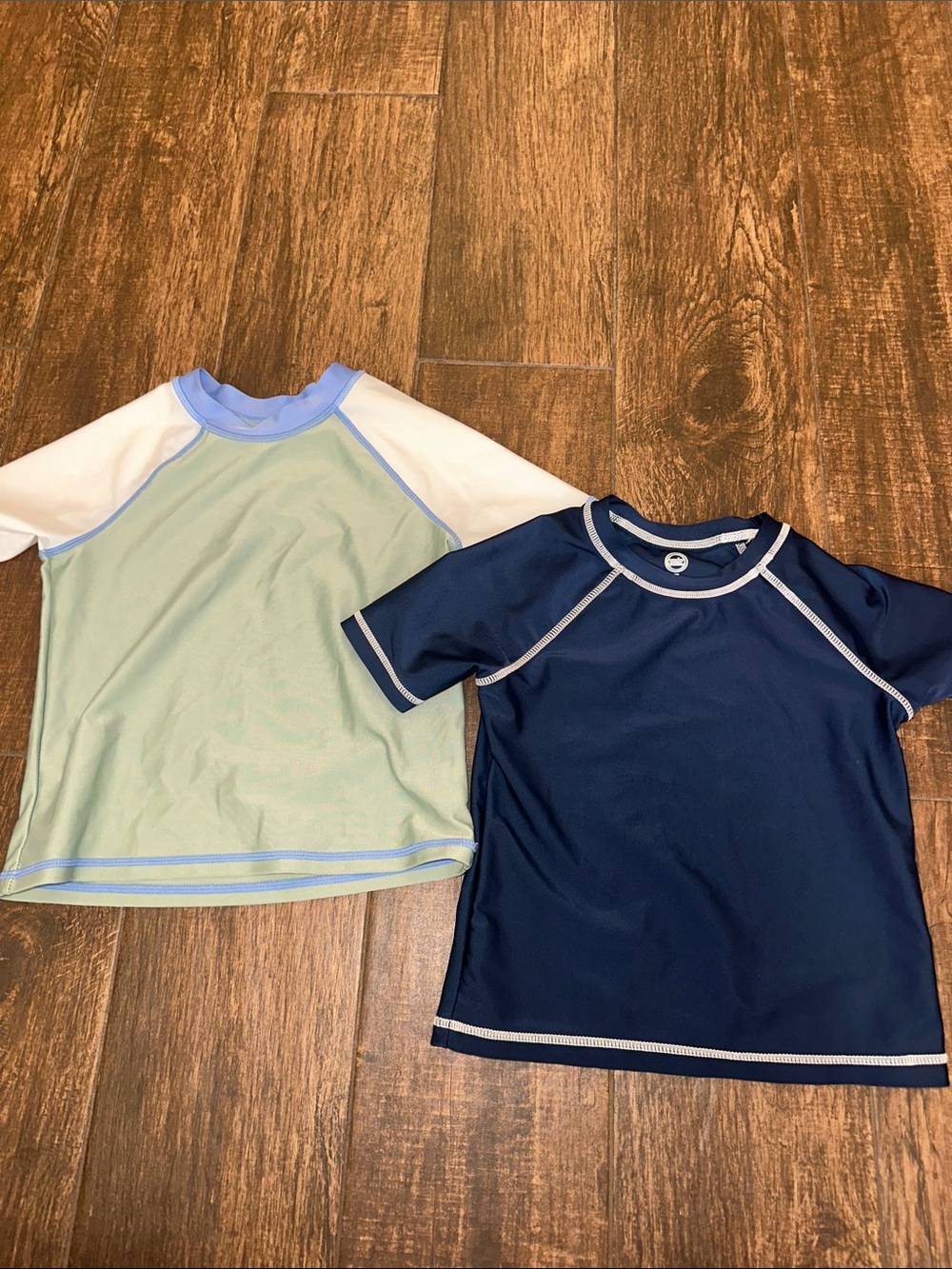 wonder nation Light Green & Navy Kids Swim Rashguards